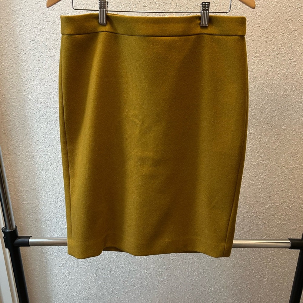 J Crew 100% Wool Mustard Pencil Skirt